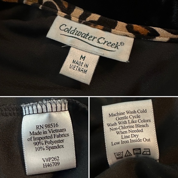 Coldwater Creek Black Velour Track Jacket Cheetah Print Trim Women’s Size Medium - Picture 11 of 11